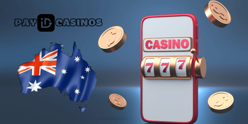 PayID casino logo on the image with Australian flag and gambling elements.